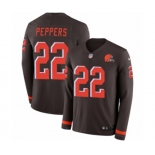 Nike Cleveland Browns #22 Jabrill Peppers Limited Brown Therma Long Sleeve NFL Jersey