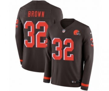 Nike Cleveland Browns #32 Jim Brown Limited Brown Therma Long Sleeve NFL Jersey