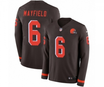 Nike Cleveland Browns #6 Baker Mayfield Limited Brown Therma Long Sleeve NFL Jersey