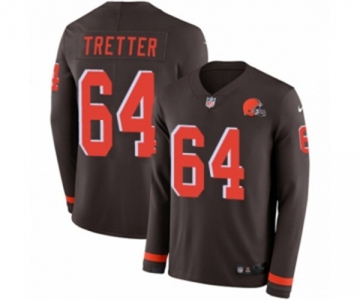 Nike Cleveland Browns #64 JC Tretter Limited Brown Therma Long Sleeve NFL Jersey