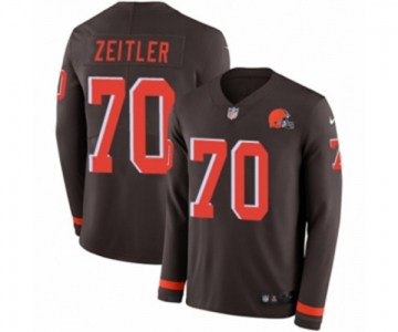 Nike Cleveland Browns #70 Kevin Zeitler Limited Brown Therma Long Sleeve NFL Jersey