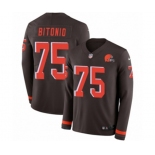 Nike Cleveland Browns #75 Joel Bitonio Limited Brown Therma Long Sleeve NFL Jersey