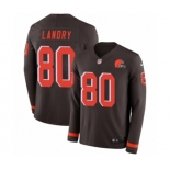 Nike Cleveland Browns #80 Jarvis Landry Limited Brown Therma Long Sleeve NFL Jersey