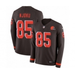 Nike Cleveland Browns #85 David Njoku Limited Brown Therma Long Sleeve NFL Jersey