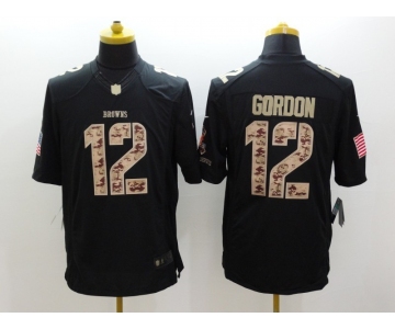 nike nfl jerseys cleveland browns #12 gordon black[salute to service limited]