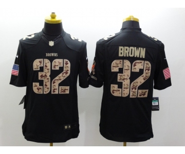 nike nfl jerseys cleveland browns #32 brown black[salute to service limited]