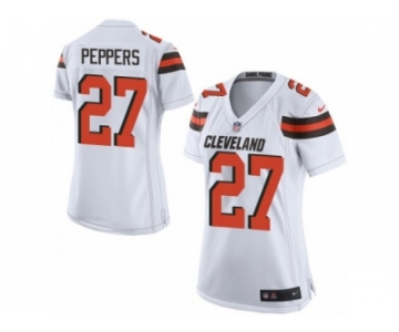 Women' Browns #27 Jabrill Peppers White s Stitched NFL New Elite Jersey