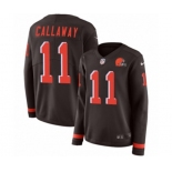 Women Nike Cleveland Browns #11 Antonio Callaway Limited Brown Therma Long Sleeve NFL Jersey