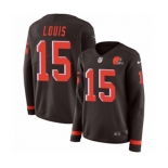 Women Nike Cleveland Browns #15 Ricardo Louis Limited Brown Therma Long Sleeve NFL Jersey