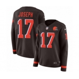 Women Nike Cleveland Browns #17 Greg Joseph Limited Brown Therma Long Sleeve NFL Jersey