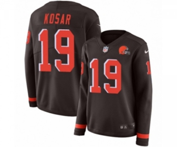 Women Nike Cleveland Browns #19 Bernie Kosar Limited Brown Therma Long Sleeve NFL Jersey