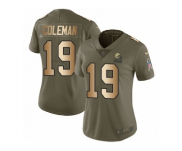 Women Nike Cleveland Browns #19 Corey Coleman Limited Olive Gold 2017 Salute to Service NFL Jersey