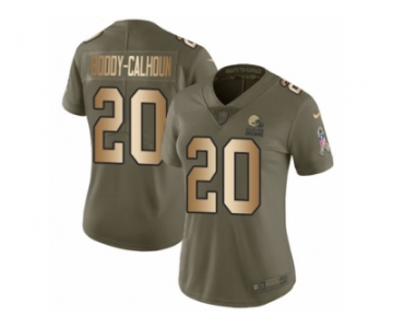 Women Nike Cleveland Browns #20 Briean Boddy-Calhoun Limited Olive Gold 2017 Salute to Service NFL Jersey