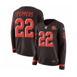 Women Nike Cleveland Browns #22 Jabrill Peppers Limited Brown Therma Long Sleeve NFL Jersey