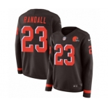 Women Nike Cleveland Browns #23 Damarious Randall Limited Brown Therma Long Sleeve NFL Jersey