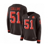 Women Nike Cleveland Browns #51 Jamie Collins Limited Brown Therma Long Sleeve NFL Jersey