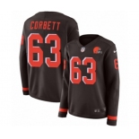 Women Nike Cleveland Browns #63 Austin Corbett Limited Brown Therma Long Sleeve NFL Jersey