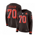 Women Nike Cleveland Browns #70 Kevin Zeitler Limited Brown Therma Long Sleeve NFL Jersey