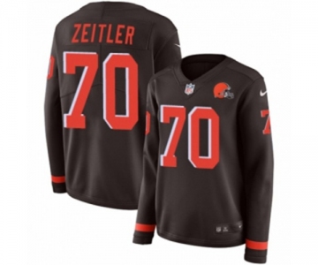 Women Nike Cleveland Browns #70 Kevin Zeitler Limited Brown Therma Long Sleeve NFL Jersey