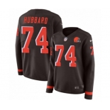 Women Nike Cleveland Browns #74 Chris Hubbard Limited Brown Therma Long Sleeve NFL Jersey