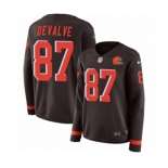 Women Nike Cleveland Browns #87 Seth DeValve Limited Brown Therma Long Sleeve NFL Jersey