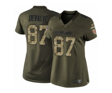 Women Nike Cleveland Browns #87 Seth DeValve Limited Green Salute to Service NFL Jersey