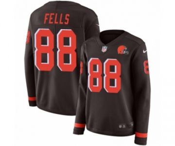 Women Nike Cleveland Browns #88 Darren Fells Limited Brown Therma Long Sleeve NFL Jersey