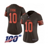 Women's Cleveland Browns #10 Jaelen Strong Limited Brown Rush Vapor Untouchable 100th Season Football Jersey