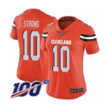 Women's Cleveland Browns #10 Jaelen Strong Orange Alternate Vapor Untouchable Limited Player 100th Season Football Jerse