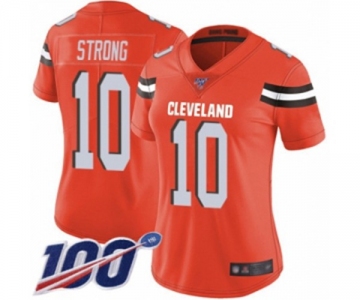 Women's Cleveland Browns #10 Jaelen Strong Orange Alternate Vapor Untouchable Limited Player 100th Season Football Jerse