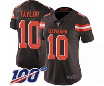 Women's Cleveland Browns #10 Taywan Taylor Brown Team Color Vapor Untouchable Limited Player 100th Season Football Jersey