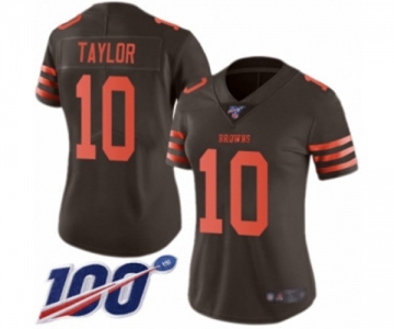 Women's Cleveland Browns #10 Taywan Taylor Limited Brown Rush Vapor Untouchable 100th Season Football Jersey