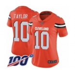 Women's Cleveland Browns #10 Taywan Taylor Orange Alternate Vapor Untouchable Limited Player 100th Season Football Jersey