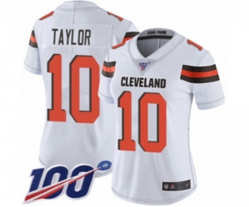 Women's Cleveland Browns #10 Taywan Taylor White Vapor Untouchable Limited Player 100th Season Football Jersey