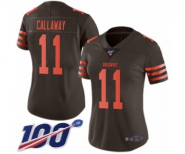 Women's Cleveland Browns #11 Antonio Callaway Limited Brown Rush Vapor Untouchable 100th Season Football Jersey