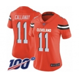 Women's Cleveland Browns #11 Antonio Callaway Orange Alternate Vapor Untouchable Limited Player 100th Season Football Jersey