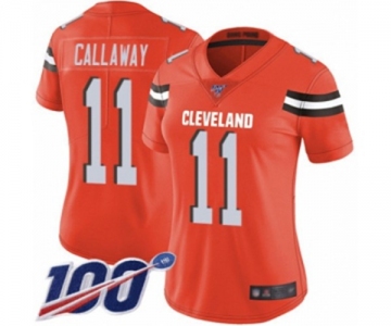 Women's Cleveland Browns #11 Antonio Callaway Orange Alternate Vapor Untouchable Limited Player 100th Season Football Jersey