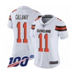 Women's Cleveland Browns #11 Antonio Callaway White Vapor Untouchable Limited Player 100th Season Football Jersey