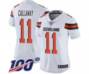 Women's Cleveland Browns #11 Antonio Callaway White Vapor Untouchable Limited Player 100th Season Football Jersey