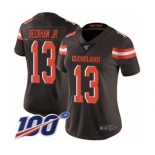 Women's Cleveland Browns #13 Odell Beckham Jr. 100th Season Brown Team Color Vapor Untouchable Limited Player Football Jersey