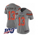 Women's Cleveland Browns #13 Odell Beckham Jr. 100th Season Limited Gray Inverted Legend Football Jersey