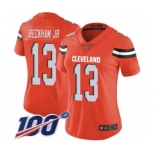 Women's Cleveland Browns #13 Odell Beckham Jr. 100th Season Orange Alternate Vapor Untouchable Limited Player Football Jersey