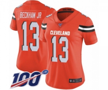 Women's Cleveland Browns #13 Odell Beckham Jr. 100th Season Orange Alternate Vapor Untouchable Limited Player Football Jersey