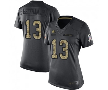 Women's Cleveland Browns #13 Odell Beckham Jr. Limited Black 2016 Salute to Service Football Jersey