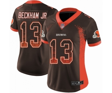 Women's Cleveland Browns #13 Odell Beckham Jr. Limited Brown Rush Drift Fashion Football Jersey