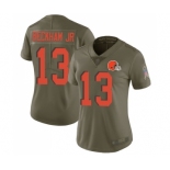 Women's Cleveland Browns #13 Odell Beckham Jr. Limited Olive 2017 Salute to Service Football Jersey