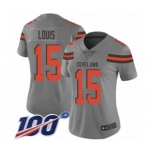 Women's Cleveland Browns #15 Ricardo Louis Limited Gray Inverted Legend 100th Season Football Jersey