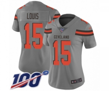 Women's Cleveland Browns #15 Ricardo Louis Limited Gray Inverted Legend 100th Season Football Jersey