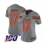 Women's Cleveland Browns #17 Greg Joseph Limited Gray Inverted Legend 100th Season Football Jersey