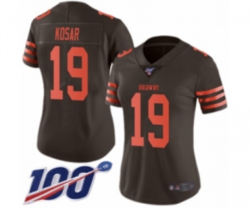 Women's Cleveland Browns #19 Bernie Kosar Limited Brown Rush Vapor Untouchable 100th Season Football Jersey